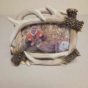 Rivers Edge Products 4x6 Picture Frame Rustic Poly Resin Photo Frame  Antler